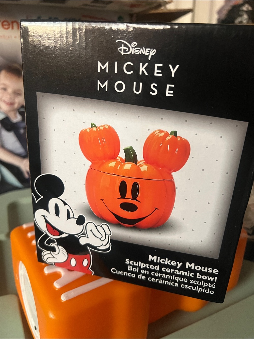 Brand new Disney Orange Mickey Pumpkin Ceramic Treat Bowl